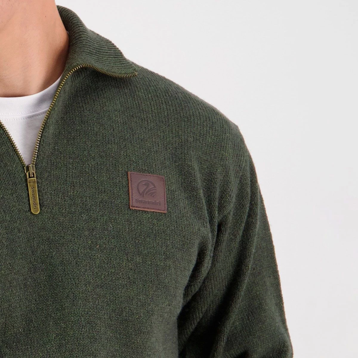 Swanndri Men's Mariner ¼ Zip Sweater - Olive 8 Swanndri Men's Mariner ¼ Zip Sweater - Olive - Image 8