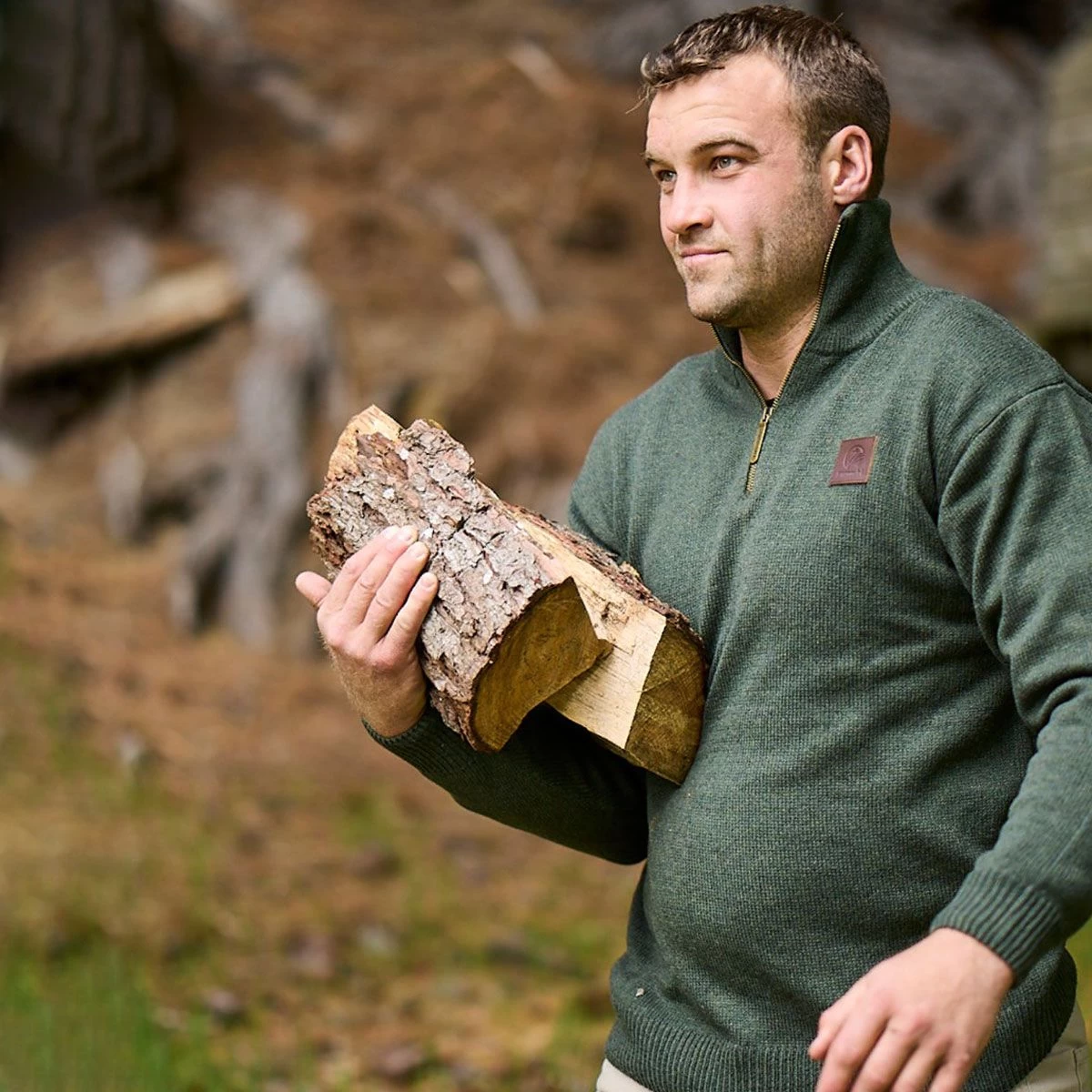 Swanndri Men's Mariner ¼ Zip Sweater - Olive 2 Swanndri Men's Mariner ¼ Zip Sweater - Olive - Image 2