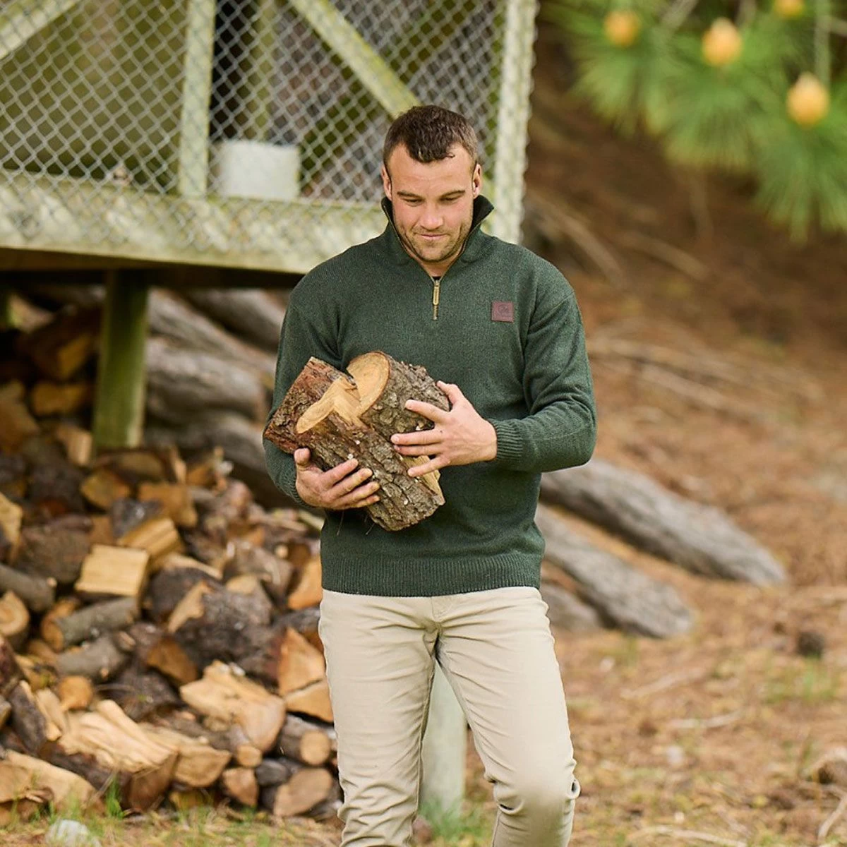 Swanndri Men's Mariner ¼ Zip Sweater - Olive 4 Swanndri Men's Mariner ¼ Zip Sweater - Olive - Image 4