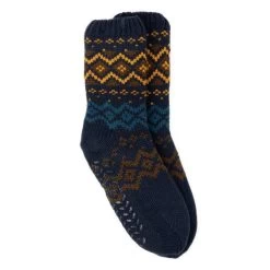 Totes Men's Fleece Lined Slipper Socks - Fairisle -Fashionable Man mens fairisle slipper socks 3