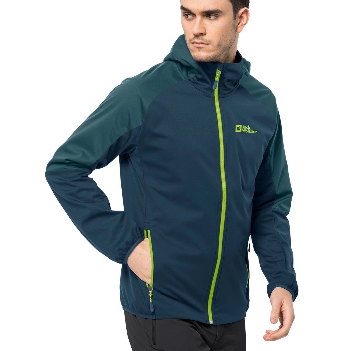 Jack Wolfskin Men's Feldberg Softshell Hooded Jacket - Dark Sea 3 Jack Wolfskin Men's Feldberg Softshell Hooded Jacket - Dark Sea - Image 3
