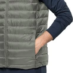 Jack Wolfskin Men's Pack & Go Quilted Gilet - Gecko Green -Fashionable Man mns pack go dwn vest geck grn 1