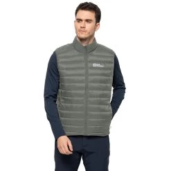 Jack Wolfskin Men's Pack & Go Quilted Gilet - Gecko Green -Fashionable Man mns pack go dwn vest geck grn 3 1