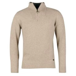 Barbour Men's Nelson Essential 1/4 Zip - Stone -Fashionable Man nelson 2 1