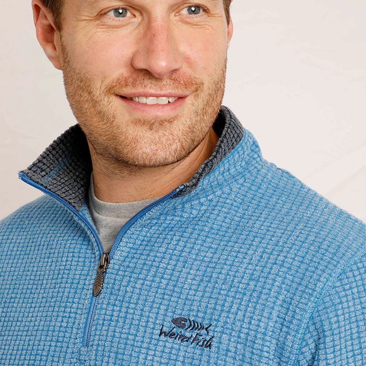 Weird Fish Men's Newark ¼ Zip Grid Fleece - Cobalt Blue 6 Weird Fish Men's Newark ¼ Zip Grid Fleece - Cobalt Blue - Image 6