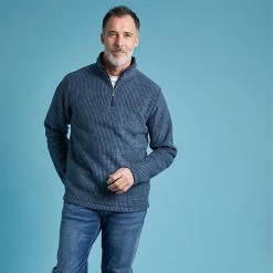 Weird Fish Men’s Newark ¼ Zip Textured Fleece – Navy 9 Weird Fish Men’s Newark ¼ Zip Textured Fleece – Navy -Fashionable Man newark navy 2