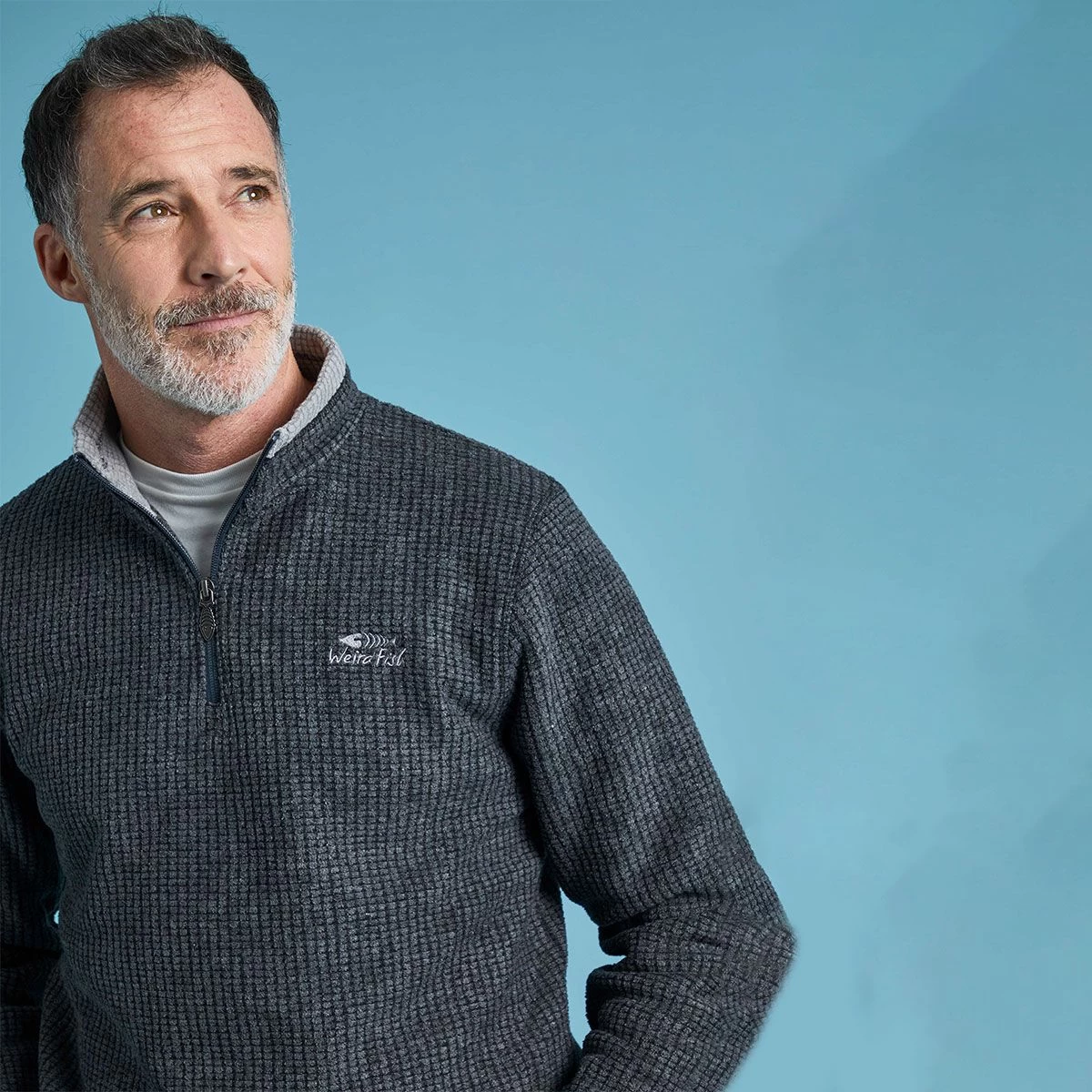 Weird Fish Men’s Newark ¼ Zip Textured Fleece – Washed Black 4 Weird Fish Men’s Newark ¼ Zip Textured Fleece – Washed Black - Image 4