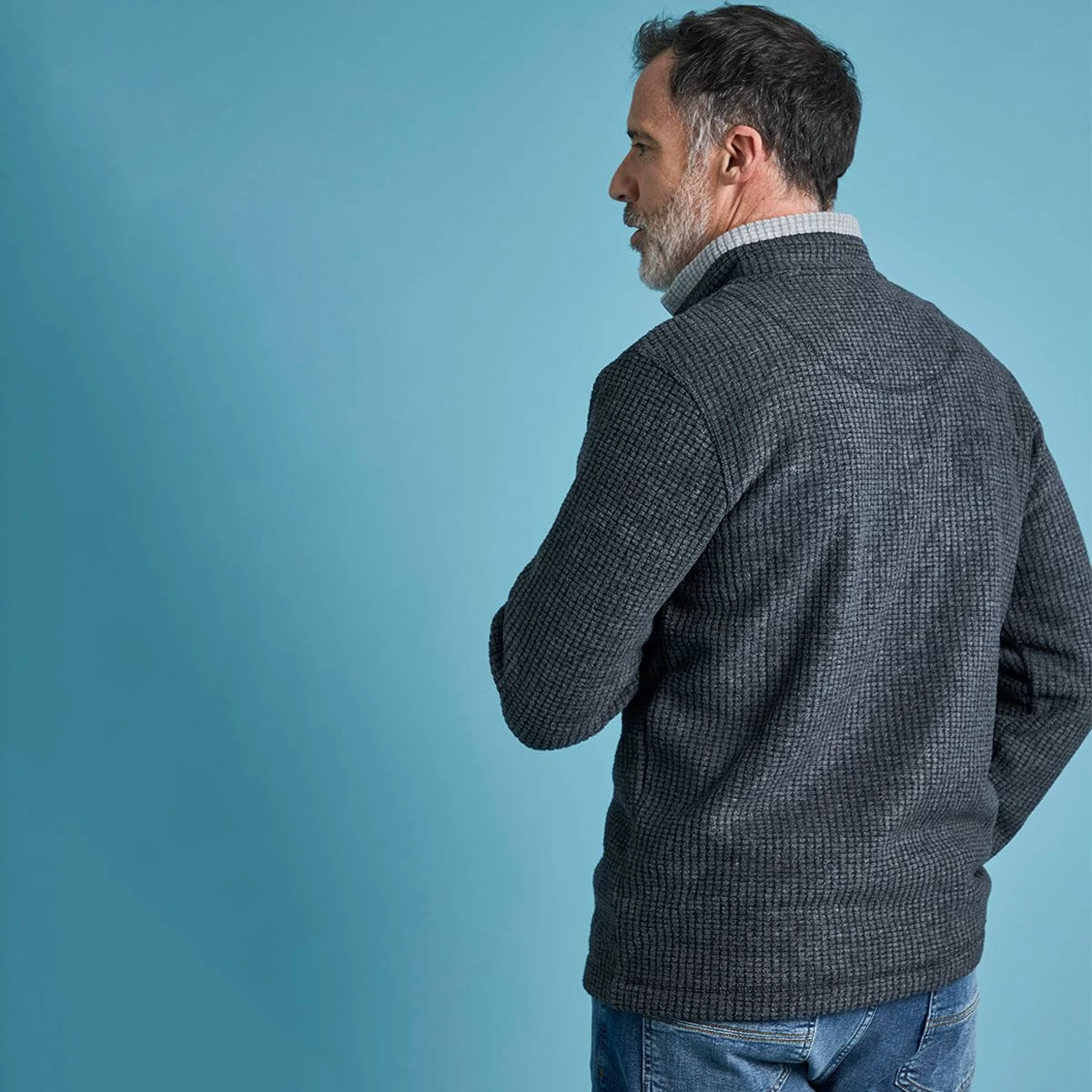 Weird Fish Men’s Newark ¼ Zip Textured Fleece – Washed Black 3 Weird Fish Men’s Newark ¼ Zip Textured Fleece – Washed Black - Image 3