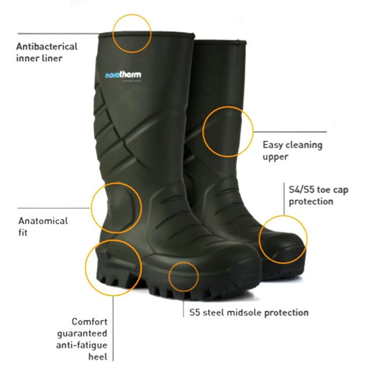 Nora Men's Thermo Wellington Boots - Olive 4 Nora Men's Thermo Wellington Boots - Olive - Image 4