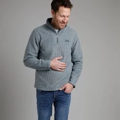 Weird Fish Men's Newark ¼ Zip Textured Grip Fleece - Blue Mirage