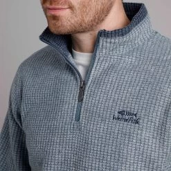 Weird Fish Men's Newark ¼ Zip Textured Grip Fleece - Blue Mirage -Fashionable Man nwarkeco 14 zip grdflce blumrg 4
