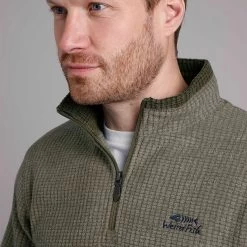 Weird Fish Men's Newark ¼ Zip Textured Grip Fleece - Dark Olive -Fashionable Man nwarkeco 14 zip grdflce drkolv 4