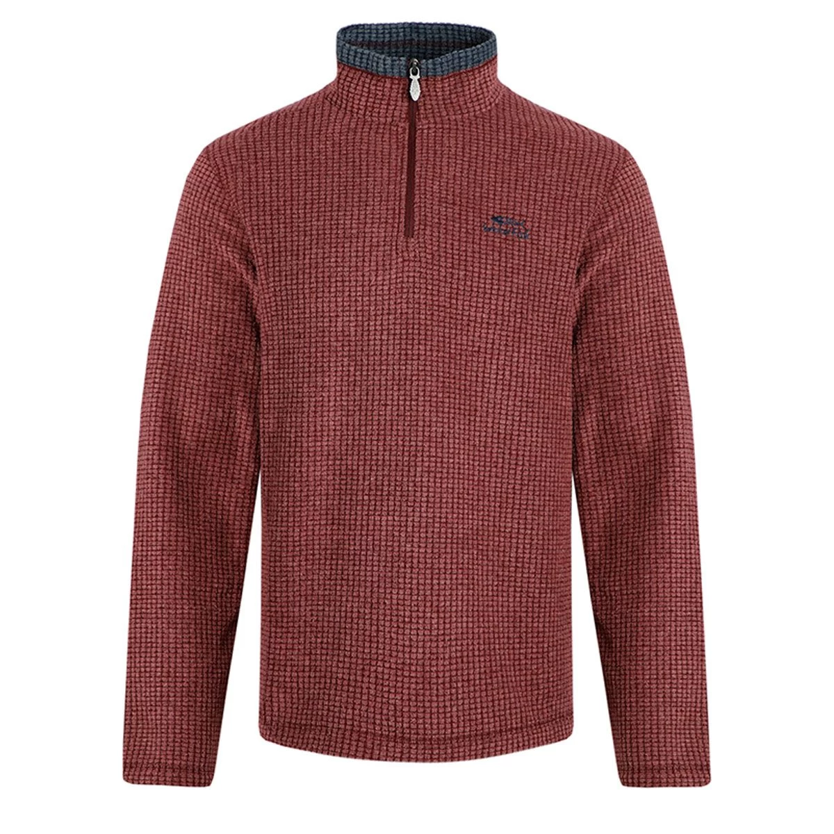 Weird Fish Men's Newark ¼ Zip Textured Grip Fleece - Garnet 1 Weird Fish Men's Newark ¼ Zip Textured Grip Fleece - Garnet