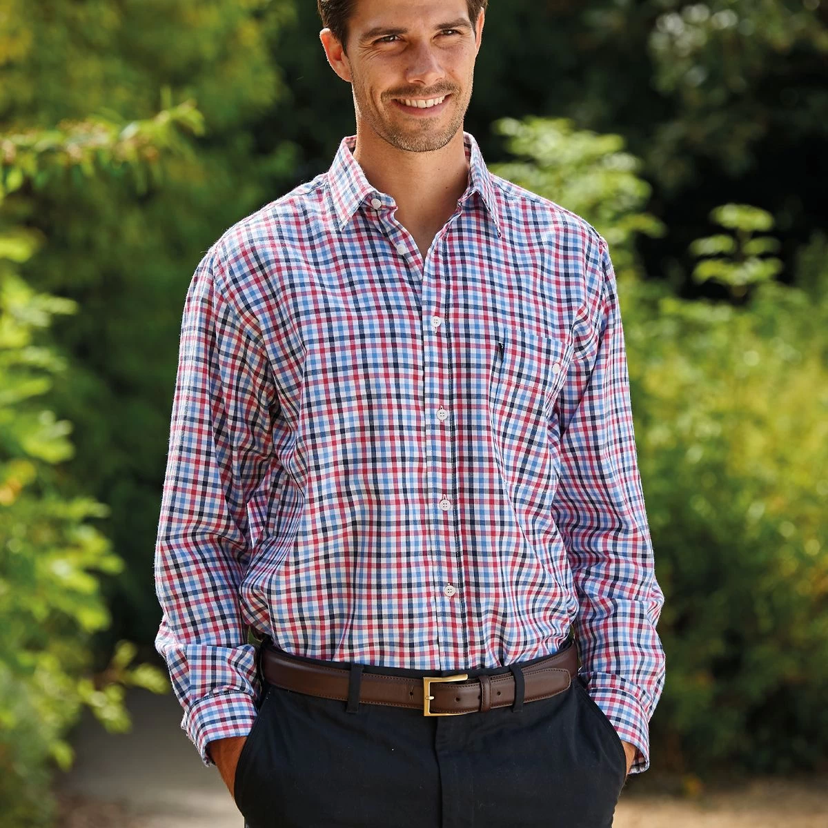 Champion Men's Lyndhurst Long Sleeved Shirt - Red 5 Champion Men's Lyndhurst Long Sleeved Shirt - Red - Image 5