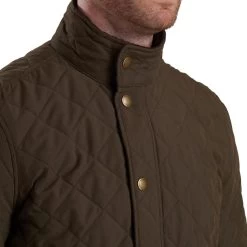 Barbour Men’s Shoveler Quilted Jacket – Dark Olive -Fashionable Man quilted jacket 5
