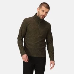 Regatta Men's Edley Ribbed Fleece - Dark Khaki Marl -Fashionable Man regatta men s edley ribbed fleece dark khaki marl 1