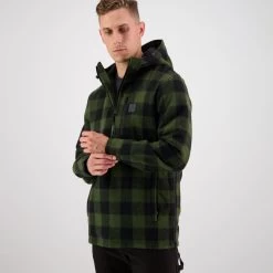 Swanndri Men's Reidston Wool Annorak - Olive/Black Check -Fashionable Man reidston wool anorak grn blkchk 3