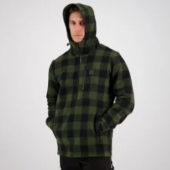 Swanndri Men's Reidston Wool Annorak - Olive/Black Check -Fashionable Man reidston wool anorak grn blkchk 5