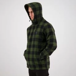 Swanndri Men's Reidston Wool Annorak - Olive/Black Check -Fashionable Man reidston wool anorak grn blkchk 6