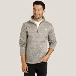 Weird Fish Men's Robins ¼ Zip Soft Knit Fleece - Khaki -Fashionable Man robins 14 zip soft knit khaki 2 1