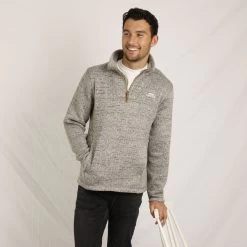 Weird Fish Men's Robins ¼ Zip Soft Knit Fleece - Khaki -Fashionable Man robins 14 zip soft knit khaki 4