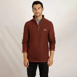 Weird Fish Men's Stern ¼ Zip Eco Macaroni Fleece - Burnt Henna 12 Weird Fish Men's Stern ¼ Zip Eco Macaroni Fleece - Burnt Henna -Fashionable Man stern 14 zip macaroni brnhenna 3