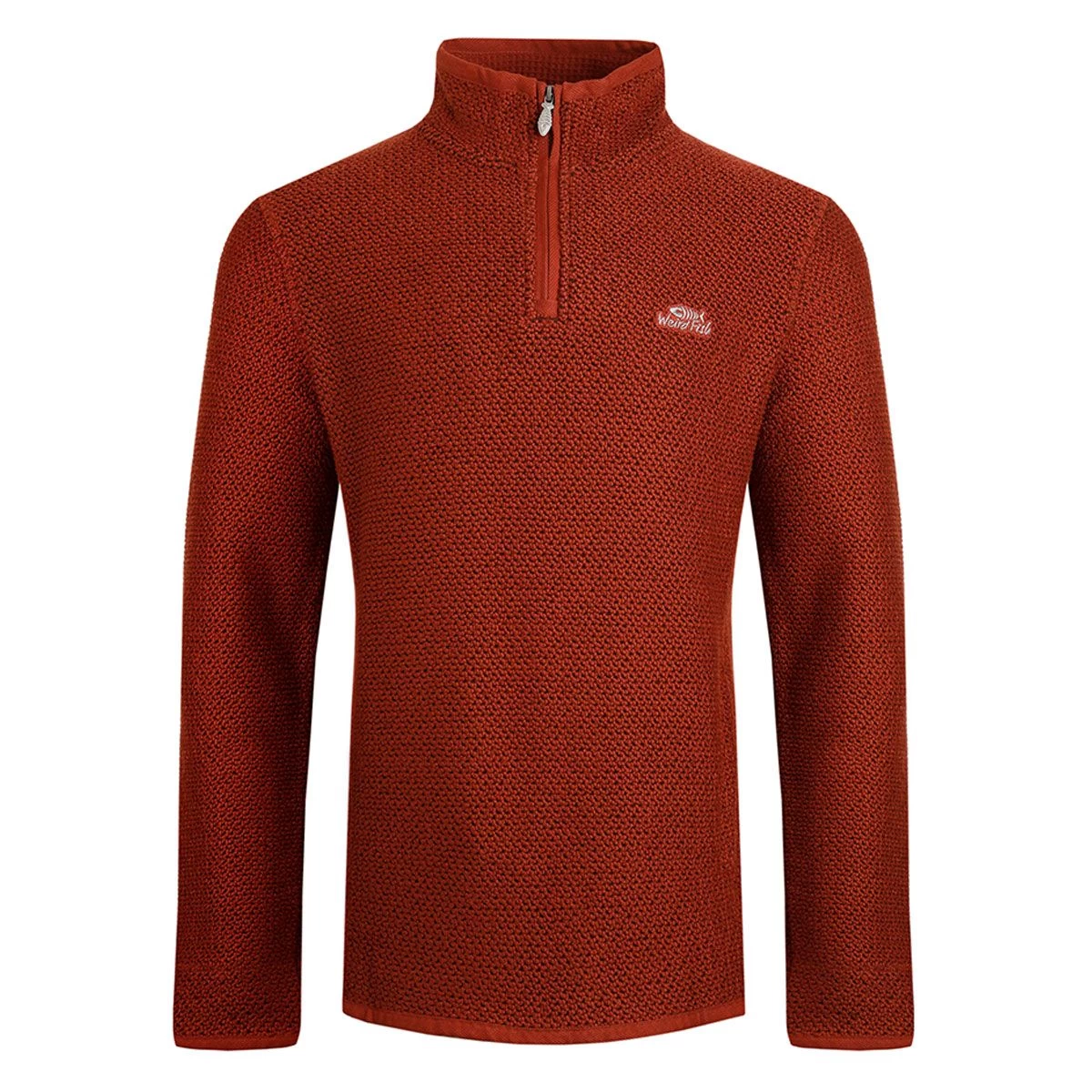Weird Fish Men's Stern ¼ Zip Eco Macaroni Fleece - Burnt Henna 2 Weird Fish Men's Stern ¼ Zip Eco Macaroni Fleece - Burnt Henna - Image 2