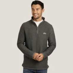 Weird Fish Men's Stern ¼ Zip Eco Macaroni Fleece - Dark Grey