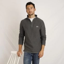 Weird Fish Men's Stern ¼ Zip Eco Macaroni Fleece - Dark Grey -Fashionable Man stern 14 zip macaroni dkgry 4