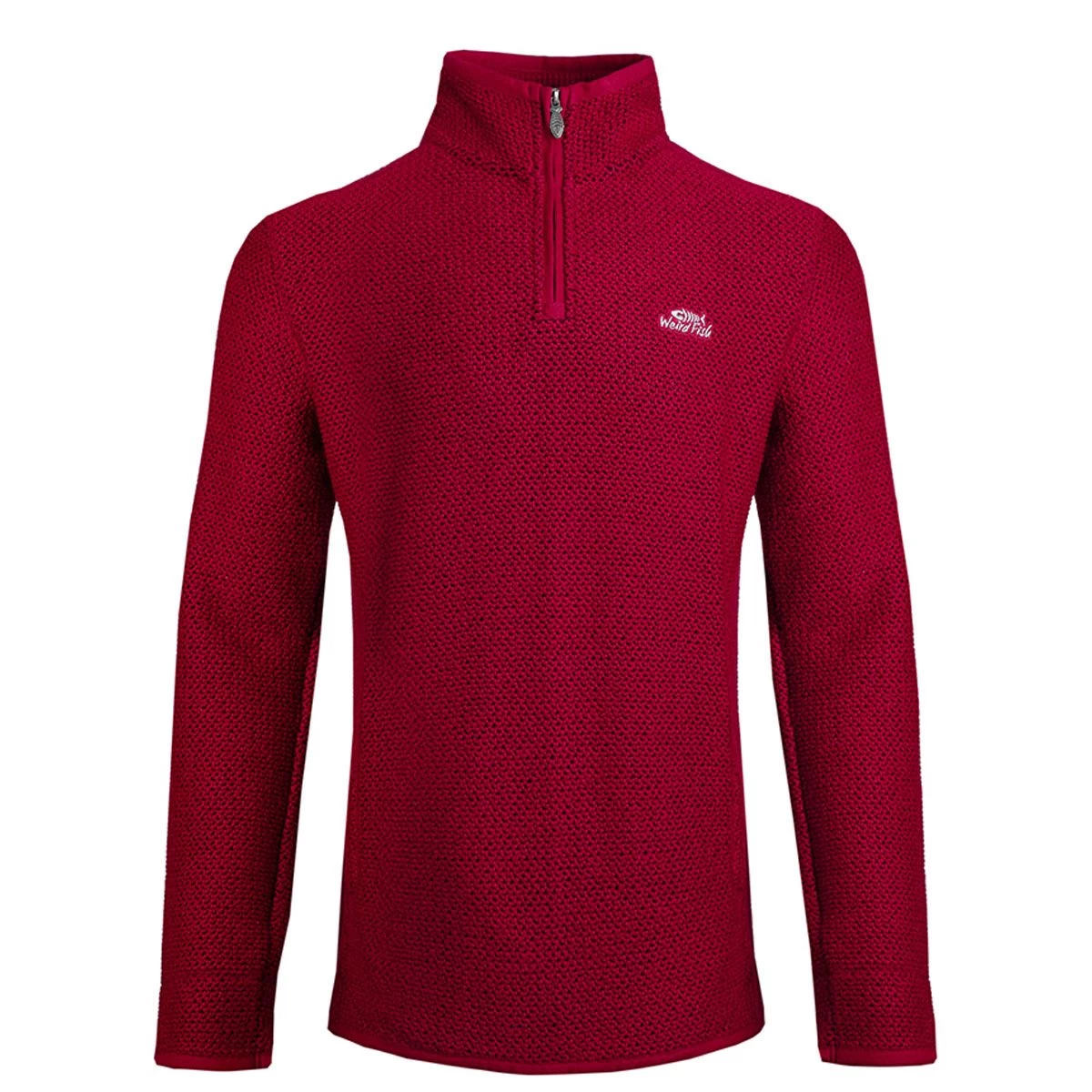 Weird Fish Men's Stern ¼ Zip Eco Macaroni Fleece - Garnet 4 Weird Fish Men's Stern ¼ Zip Eco Macaroni Fleece - Garnet - Image 4