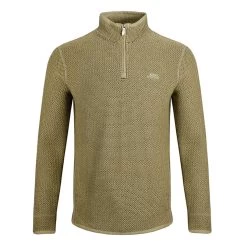 Weird Fish Men's Stern ¼ Zip Eco Macaroni Fleece - Olive Green
