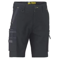 Bisley Workwear Men's Flex & Move Stretch Utility Cargo Shorts – Black