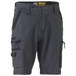 Bisley Workwear Men's Flex & Move Stretch Utility Cargo Shorts – Charcoal -Fashionable Man stretch cargo shorts charc 1 1
