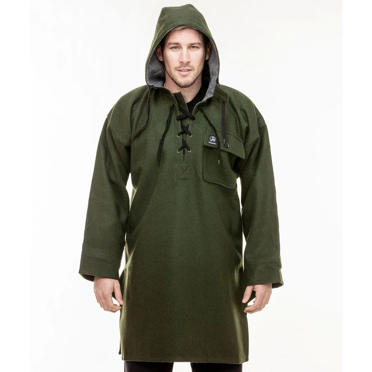 Swanndri Men’s Original Wool Lace-up Front Bushshirt - Olive 5 Swanndri Men’s Original Wool Lace-up Front Bushshirt - Olive - Image 5