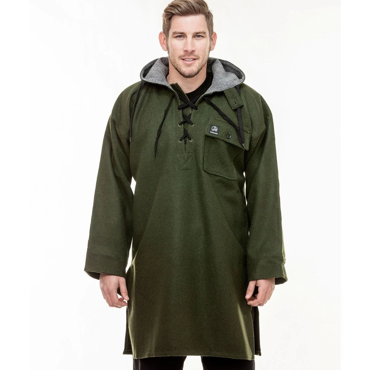 Swanndri Men’s Original Wool Lace-up Front Bushshirt - Olive 1 Swanndri Men’s Original Wool Lace-up Front Bushshirt - Olive