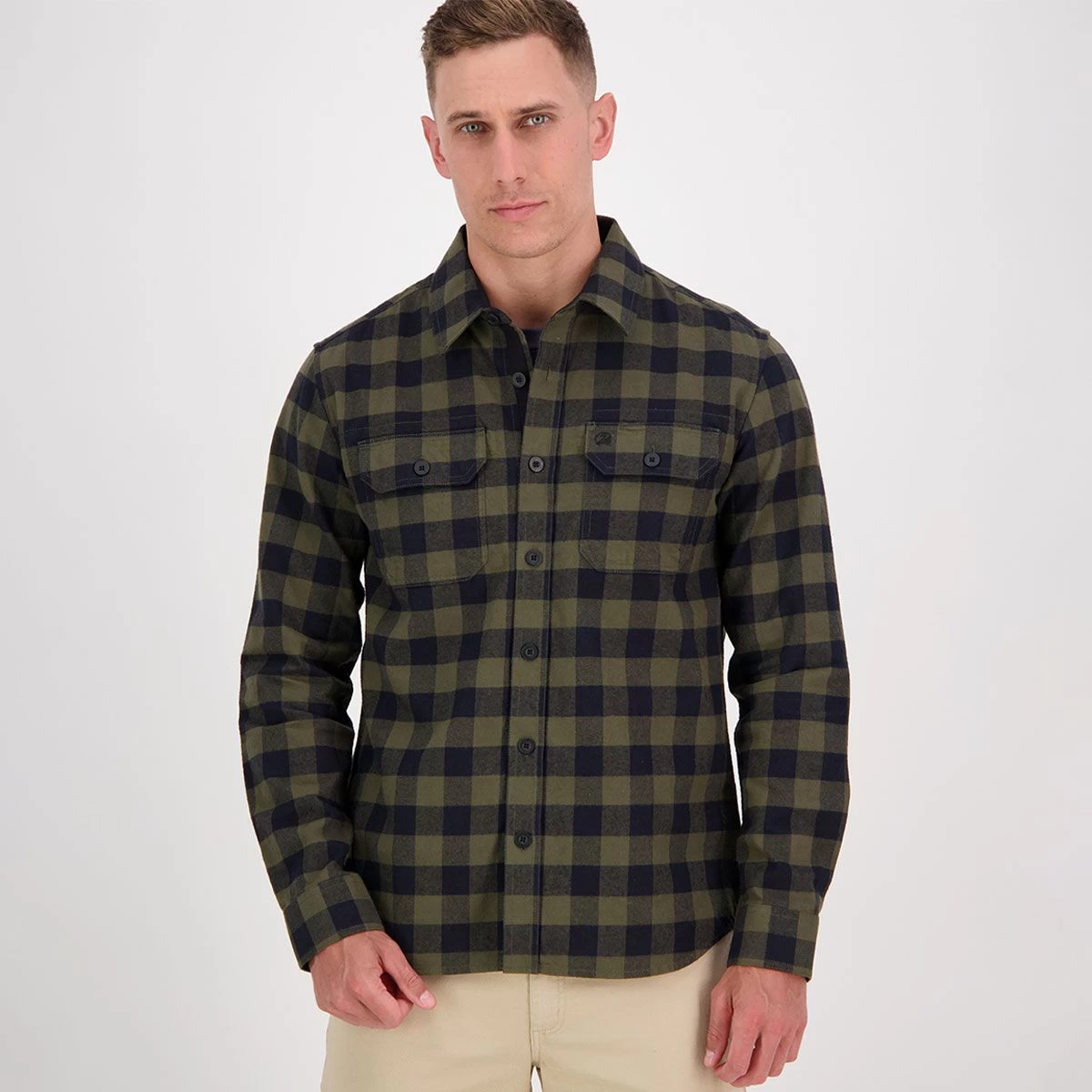 Swanndri Men's Taranaki Tailored Shirt - Olive/Navy 2 Swanndri Men's Taranaki Tailored Shirt - Olive/Navy - Image 2