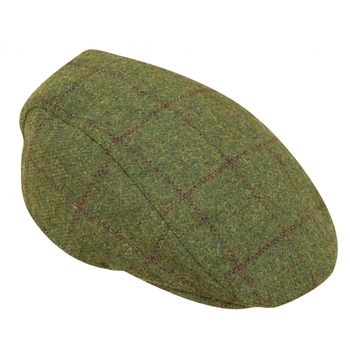 Hoggs Of Fife Windowpane Waterproof Tweed Cap - Olive/Wine 1 Hoggs Of Fife Windowpane Waterproof Tweed Cap - Olive/Wine