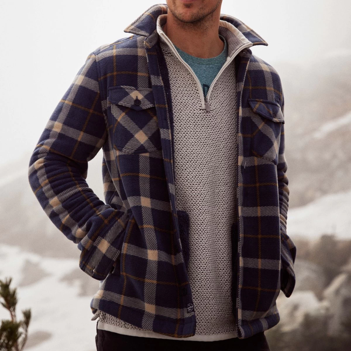 Weird Fish Men's Tyburn Check Fleece Shacket - Federal Blue 1 Weird Fish Men's Tyburn Check Fleece Shacket - Federal Blue