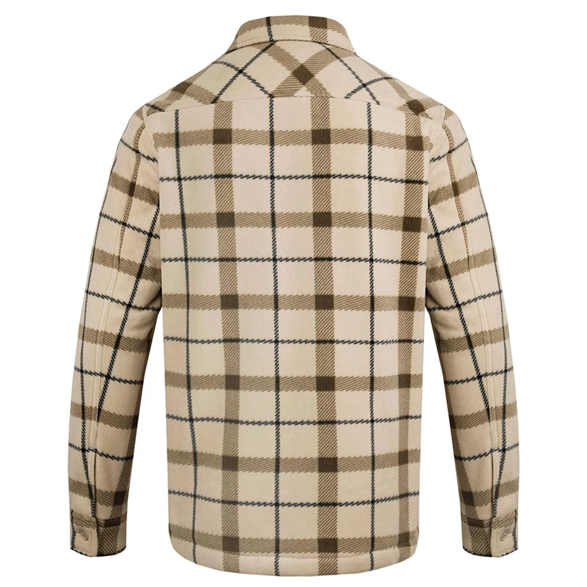 Weird Fish Men's Tyburn Check Fleece Shacket - Taupe Grey 3 Weird Fish Men's Tyburn Check Fleece Shacket - Taupe Grey - Image 3