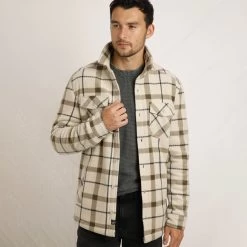 Weird Fish Men's Tyburn Check Fleece Shacket - Taupe Grey 13 Weird Fish Men's Tyburn Check Fleece Shacket - Taupe Grey -Fashionable Man tyburn check shacket taupe grey 2