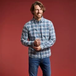 Weird Fish Men’s Whittaker Lined Check Shirt – Olive -Fashionable Man whittaker lined chck shrt olive 4